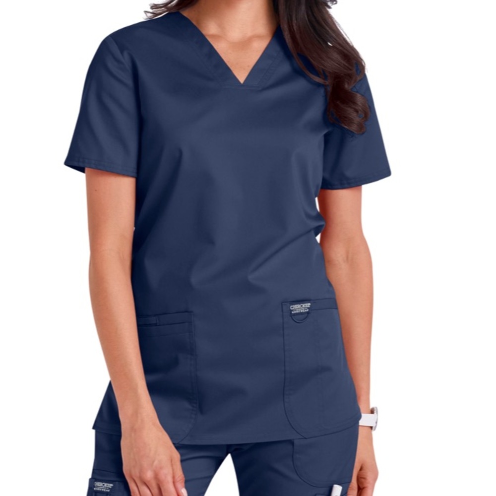 Scrub Top Navy Blue Cherokee Workwear Revolution V-Neck Scrub Top